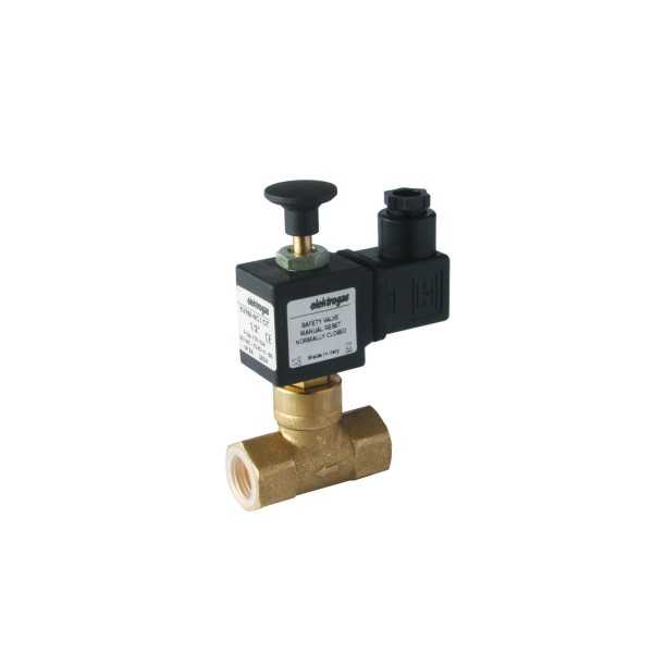 Electrovanne gaz à réarmement manuel NF laiton 1/2\' 600mBar