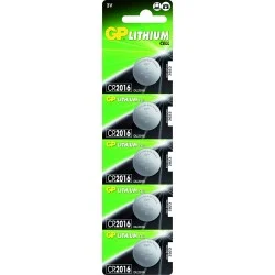 Pile CR2016 (en carte de 5 piles)