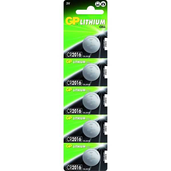 Pile CR2016 (en carte de 5 piles)