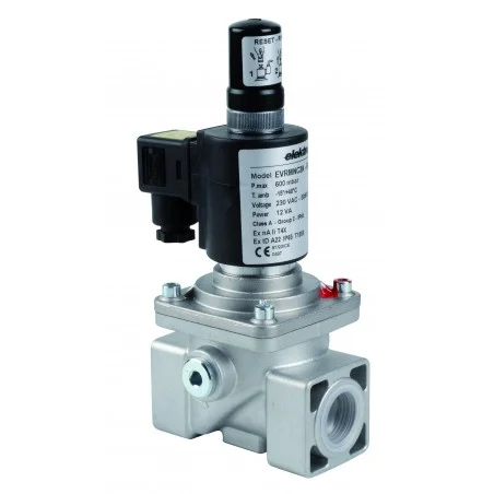 Electrovanne gaz à réarmement manuel NF Aluminium 3/4\' 600mBar