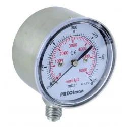 Manomètre inox vertical D63 0/600mbar G1/4'
