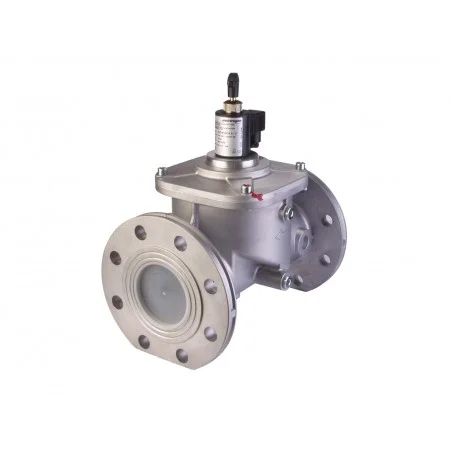 Electrovanne gaz à réarmement manuel NF Aluminium brides DN100 6Bar