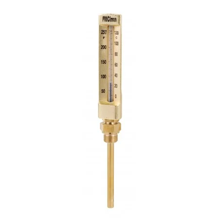 Thermomètre industriel droit 0/+120°C plongeur 63mm hauteur 200mm