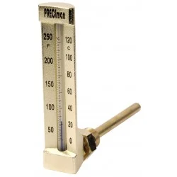 Thermomètre indus. équerre de 0/+120°C plongeur 63mm 150mm H