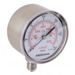 Manomètre inox vertical D100 0/60mbar G1/2'