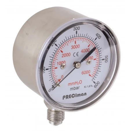 Manomètre inox vertical D100 0/400mbar G1/2'