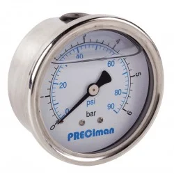 Manomètre glycérine inox axial D63 0/100bar G1/4\'