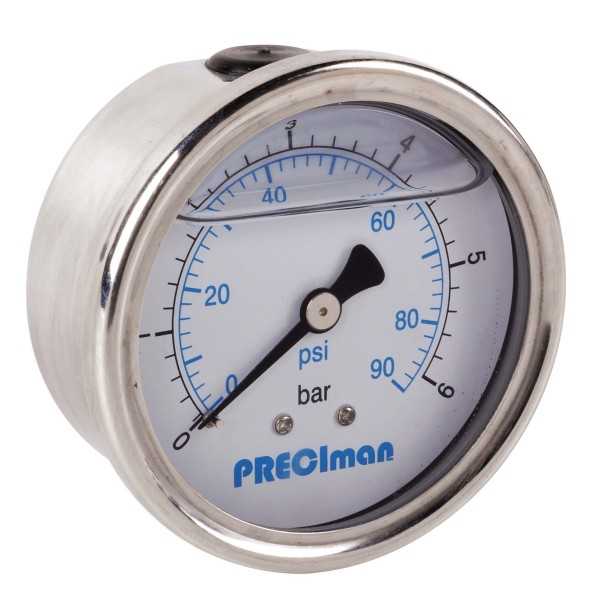 Manomètre glycérine inox axial D63 0/100bar G1/4\'