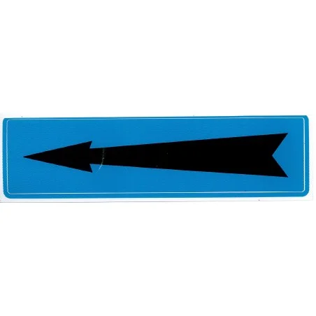Etiqueta de flecha negra sobre fondo azul