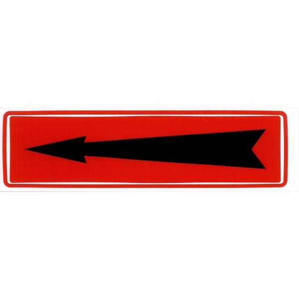 Etiqueta de flecha negra sobre un fondo rojo