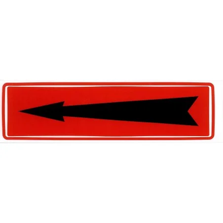 Etiqueta de flecha negra sobre un fondo rojo